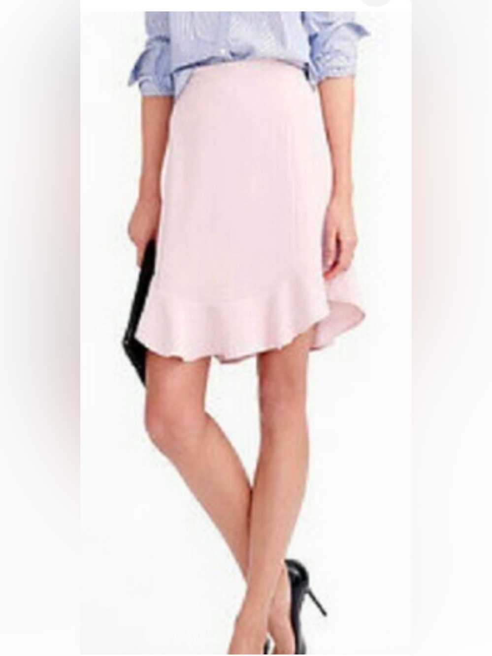 J. Crew Drapey Twill Swing Skirt Blush Pink Ruffle Flounce Hem Mini Skirt 10